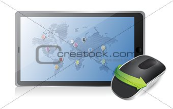 tablet and Wireless computer mouse
