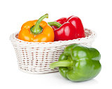 Green, red and orange bell peppers