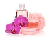Cosmetics and orchid flowers
