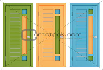 Colorful modern doors on white