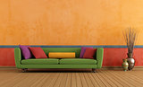 Green red and orange living room