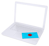 Blue envelope and a laptop