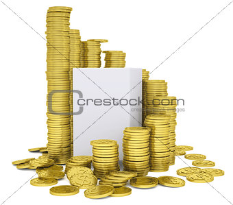 Cube inside a stack of gold coins