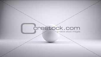 Sphere in a white studio
