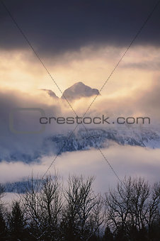 Peak covered by clouds