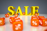 Sale sign with percentage dice