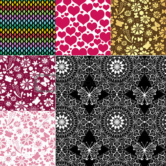 Collection seamless colorful patterns