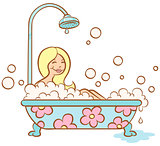 girl and bubble bath