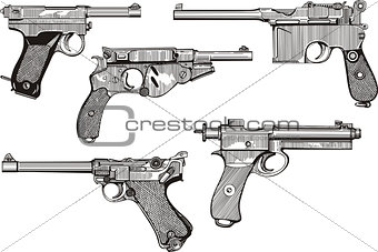 Set of old pistols
