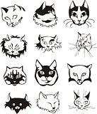 Set of outline cat heads