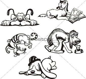 Set of dog cartoons