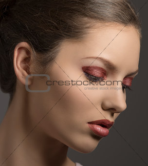young girl with glossy make-up