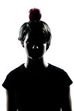 one young teenager boy or girl silhouette with an apple on his h