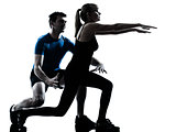 aerobics intstructor  with mature woman exercising