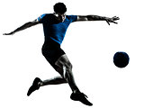 man soccer football player flying kicking