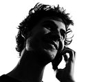 young man silhouette telephone