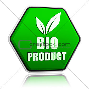 bio product with leaf sign in green button