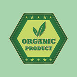 organic product and leaf sign - retro green label