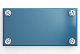 blue metallic tablet is bound screw-bolts on a white background