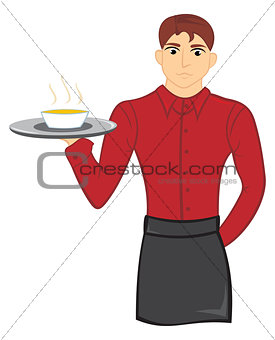 Waiter with soup