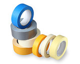 The composition of the seven-colored rolls of duct tape, isolate