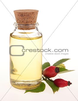bottle of rose oil - isolated