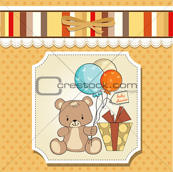 baby shower card with cute teddy bear