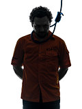 criminal man with hangman noose around the neck  silhouette