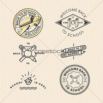 Vector set vintage school labels, vector Eps10 illustration.