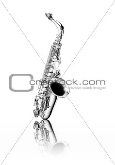 Black and white  saxophone
