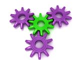 4 colored gear on a white background