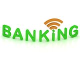 BANKING sign with the antenna with green letters