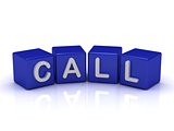 CALL word on blue cubes 