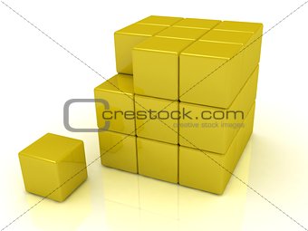 Broken away from the small block of a large cube