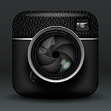 Total black photo camera icon, vector Eps10 illustration.