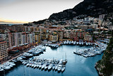 Aerial View on Fontvieille and Monaco Harbor with Luxury Yachts,