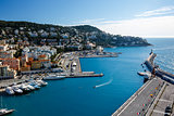 Aerial View on Port of Nice and Luxury Yachts, French Riviera, F