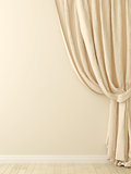 Curtains against a beige wall