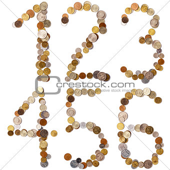 1-2-3-4-5-6 alphabet letters from the coins