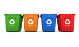 Four recycling bins