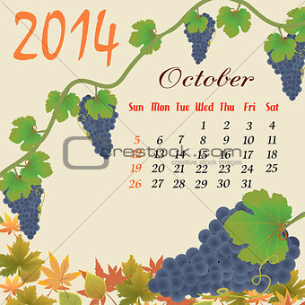 Calendar for 2014 October