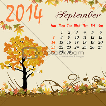 Calendar for 2014 September