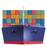 Container ship from the front