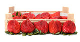 Heap red strawberries in the box