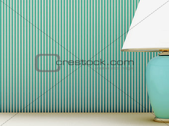 Lamp and striped wallpaper