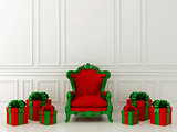 Red chair with gifts