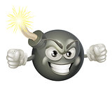 Angry mean bomb cartoon mascot