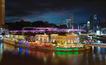 Nightlife at Clarke Quay Singapore Aerial