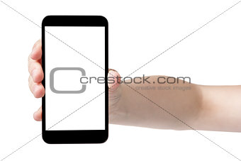 female teen hand showing generic touch device