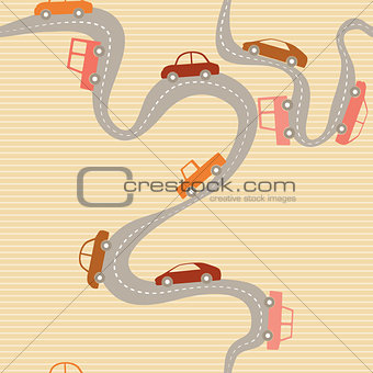 Seamless background with road and cars